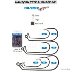 HAMEÇON TÊTES PLOMBÉES 60° FLASHMER 4/0