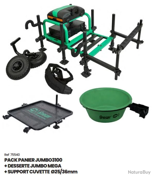 SENSAS Pack Panier Jumbo 3100 + Desserte Jumbo + Support & Cuvette 3 SENSAS Pack Panier Jumbo 3100 + Desserte Jumbo + Support & Cuvette