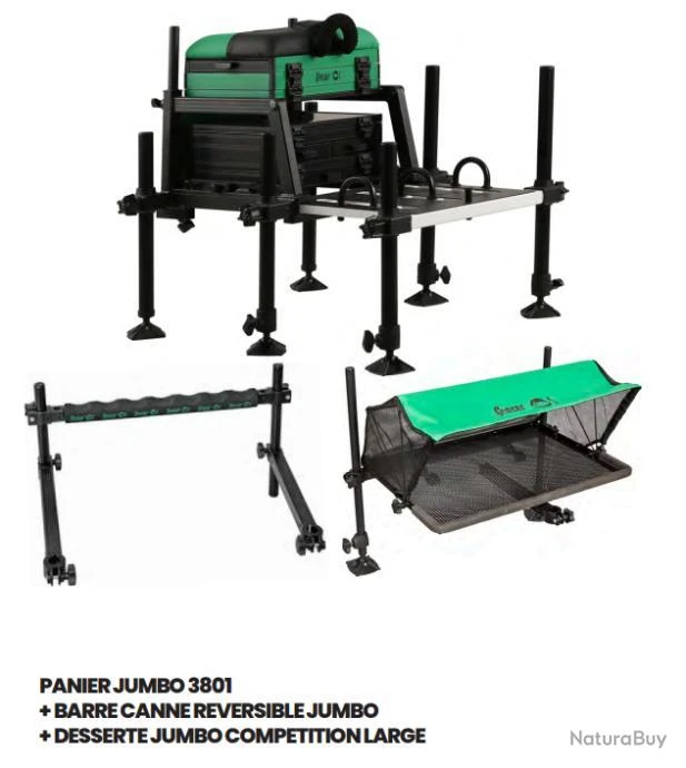 SENSAS Panier Jumbo 3801 + Barre Canne Reversible Jumbo + Desserte Jumbo Competition Large 3 SENSAS Panier Jumbo 3801 + Barre Canne Reversible Jumbo + Desserte Jumbo Competition Large