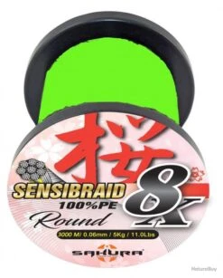 Sensibraid 3000 M Chartreuse 8 X Tresse Sakura Ø 0.10 / 7.0 Kg / 15.4 Lbs