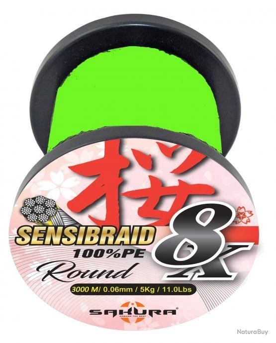 Sensibraid 3000 M Chartreuse 8 X Tresse Sakura Ø 0.10 / 7.0 Kg / 15.4 Lbs 3 Sensibraid 3000 M Chartreuse 8 X Tresse Sakura Ø 0.10 / 7.0 Kg / 15.4 Lbs