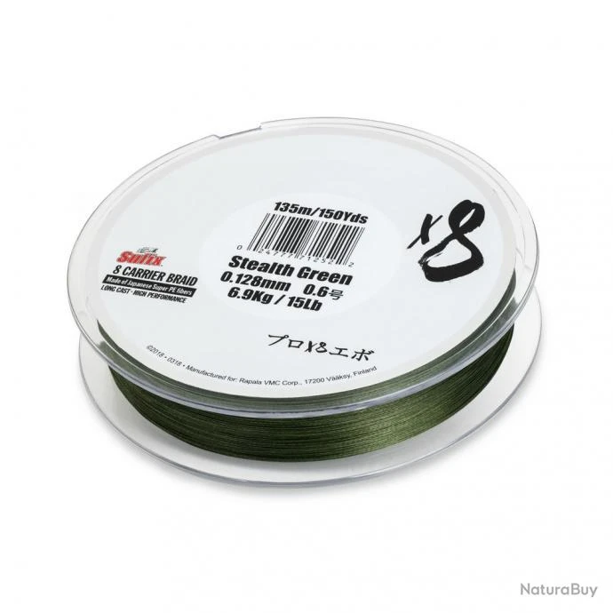Tresse Sufix X8 Braid Stealth Green 150m Ø 20,5/100 3 Tresse Sufix X8 Braid Stealth Green 150m Ø 20,5/100