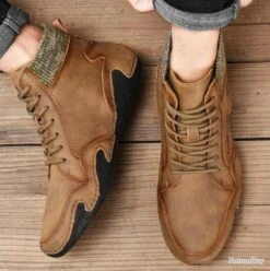 Chaussure Montante En CUIR VÉRITABLE , TRÉS HAUTE QUALITÉ.....Jusqu'au 48..COLORIS VERT -Matériel De Pêche 00003 Chaussure montante en CUIR VERITABLE molletonne TRES HAUTE QUALITE.Jusqu au 48.COLORIS VERT