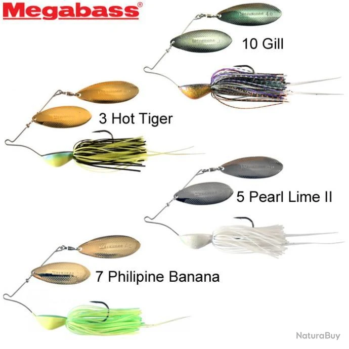 Leurre Spinnerbait Megabass V Flat Power Bomb 1/2 3 Hot Tiger 4 Leurre Spinnerbait Megabass V Flat Power Bomb 1/2 3 Hot Tiger – Image 2