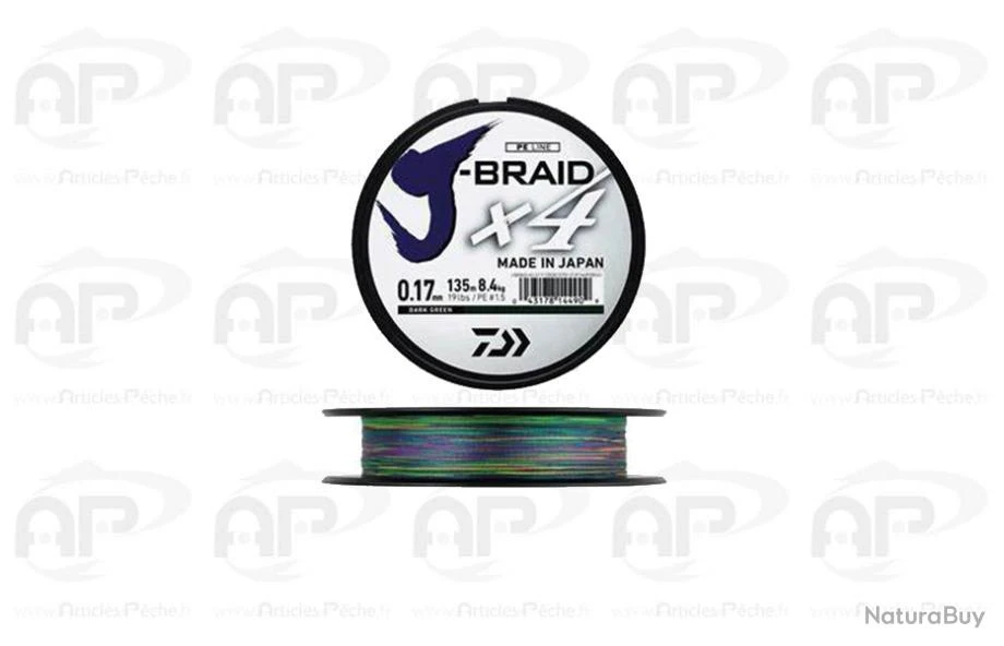Tresse Daiwa J Braid X4 Multicolore 0,17mm 150m 8,4kg 3 Tresse Daiwa J Braid X4 Multicolore 0,17mm 150m 8,4kg