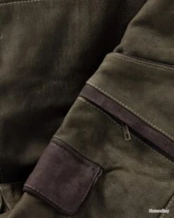 Pantalon En Cuir De Buffle Prestige Couleur Olive Brun. -Matériel De Pêche 00009 Pantalon en cuir de buffle Prestige Couleur Olive Brun