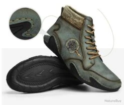 Chaussure Montante En CUIR VÉRITABLE , TRÉS HAUTE QUALITÉ.....Jusqu'au 48..COLORIS VERT -Matériel De Pêche 00011 Chaussure montante en CUIR VERITABLE molletonne TRES HAUTE QUALITE.Jusqu au 48.COLORIS VERT